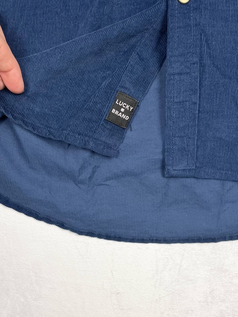 Lucky Brand Corduroy Western Snap Button Shirt Blue Long Sleeve Size Medium - Picture 4 of 10